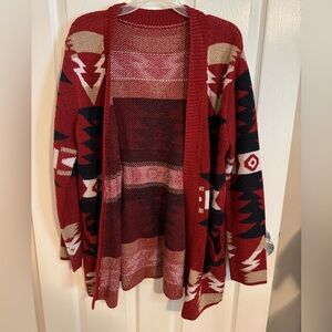 Red and Black Aztec Cardigan